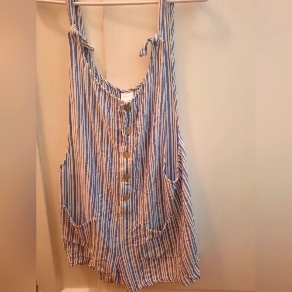 Blue&white striped romper